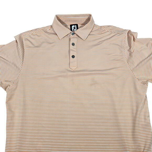 Footjoy Golf Orange & Gray Stripe Polo Self‎ Collar Golf Polo L Elmcrest Logo - Picture 3 of 8